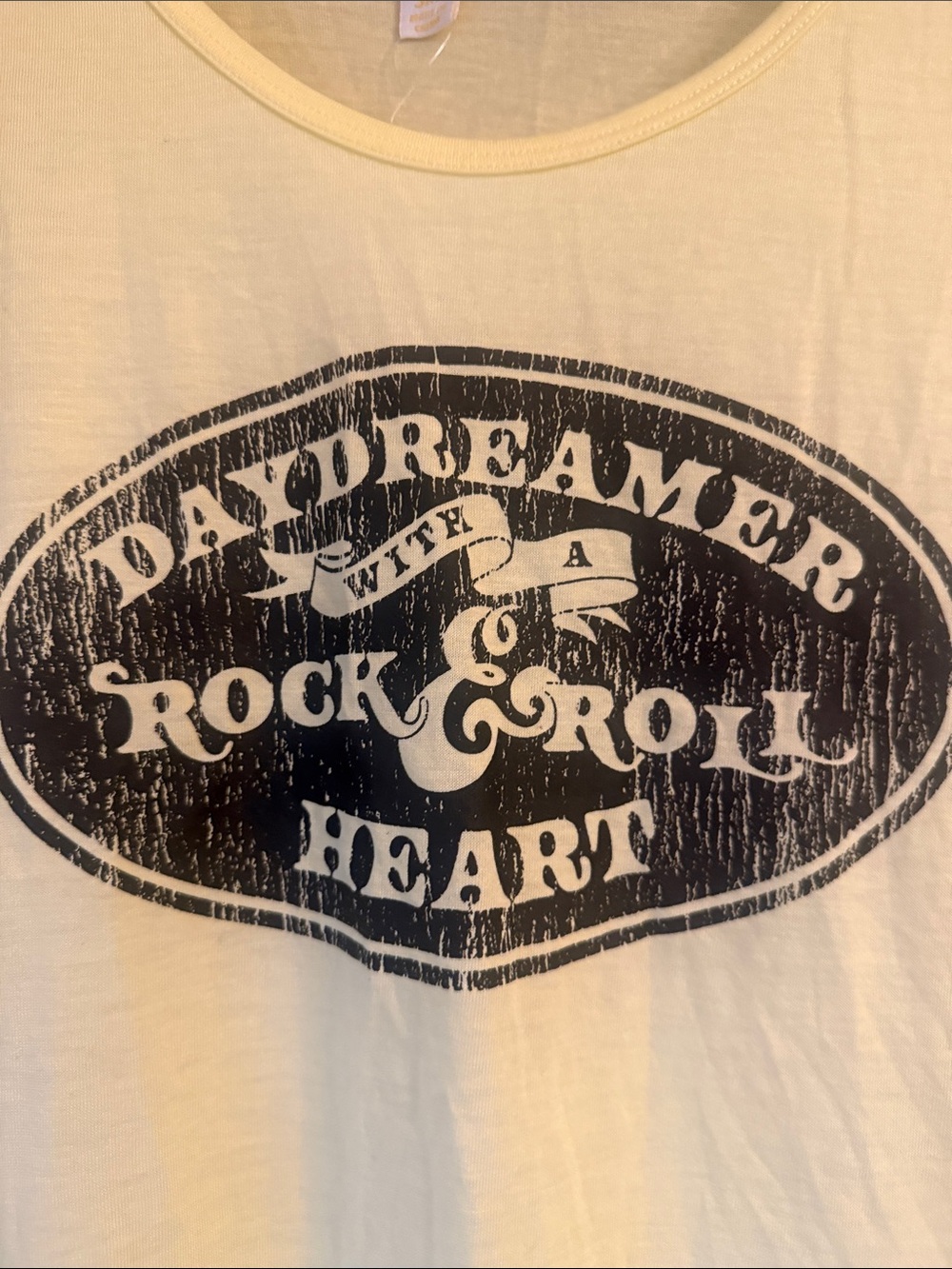LuLaRoe Yellow Tank with Black Rock & Roll Graphic 3x